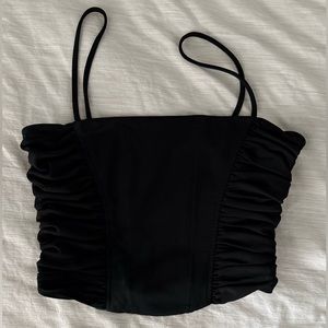Black Ruched Bustier Tank Top